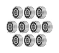 A ABSOPRO 10Pcs 605-2RS Roulements à Billes à Gorge Profonde P6 5x14x5mm Roulements Lubrifiés Double Joint en Caoutchouc Noir Argenté Roue de Trottinette Skateboard Remplacement d'article