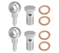 A ABSOPRO 14mm ID 8mm OD M14x1.5 Ban-jo Raccord Adaptateur Argent Ton - 8 pcs