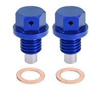 A ABSOPRO 2 Ensemble Bouchon Vidange M12x1.75 Carter d'Huile Moteur Vis Aluminium Bleu avec Rondelle