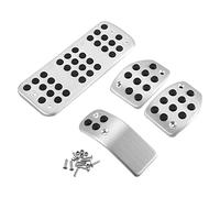 A ABSOPRO 4Pcs Couvre-Pédales Accélérateur Et Frein Pour Peugeot 207 08-14 | Matière: Alliage D'Aluminium Et Caoutchouc, Couleur: Noir Et Argent, Pour Peugeot: 208 14-17, 307 03-10, 207 Compact 09-11