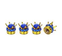A ABSOPRO Bouchons De Valve De Pneu 12,8X15,8Mm Caps Valve Roue Abs Or Bleu Faux Cristal Style Couronne Pour Voiture Vélo Moto Camion Anti Crash Capuchon Valve Tige 4 Pièces