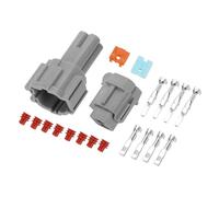 A ABSOPRO Connecteur De Sonde D'Oxygène À 4 Broches 2,2 Mm Série Mâle Femelle Connecteur De Terminal De Fil pour Nissan Plastique Cuivre Étamé Gris 1 Ensemble