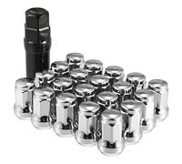 A ABSOPRO Écrous De Roue Heptagonaux M12x1.5 21 Pcs Argenté pour Auto | Fer, Noir, 20x32mm, 23x71mm, Pour Chevy, Pour Toyota, Pour Dodge, Pour Mazda, Pour Kia, Anti-Vol, Siège Conique, Clé Incluse