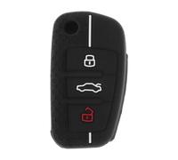A ABSOPRO Étui en Silicone Noir Et Blanc pour Clé Voiture pour Audi A1 - Étui pour Télécommande À 3 Boutons