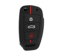 A ABSOPRO Étui en Silicone Noir Et Rouge pour Clé Voiture pour Audi A1/ pour Audi A3/ pour Audi A4/ pour Audi A6/ pour Audi Q3 - Étui pour Télécommande À 3 Boutons