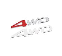 A ABSOPRO Métal 4WD Motif Voiture Corps Emblème Badge Décalque Autocollant Argenté Rouge