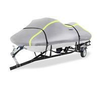 A ABSOPRO pour Jet Ski Cover Fit 90"(1 Seater), 300D Duty Oxford AntiUV Imperméable Trailerable PWC Cover pour Yamaha pour SeaDoo pour Kawasaki Models avec 2 Events 10 Sangles Silver Tone