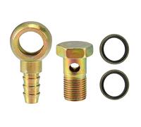 A ABSOPRO Raccord Banjo Barbillon M16x1.5 1 Jeu pour Freinage Cuivre Fer | Couleur Bronze Tone, Diamètre Int. 16mm, Ext. 12mm, Inclus 1 Boulon Banjo, 1 Vis, 2 Rondelles, Usage Air, Carburant, Moteur