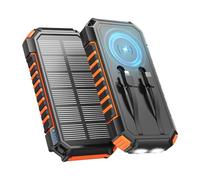 A ADDTOP-Chargeur-Solaire-27000mAh-Batterie-Externe-sans-Fil - 22,5W Charge Rapide Power Bank avec 3 Sorties USB PD 4.0 QC 3.0 et 6 Sorties pour Smartphones, Tablettes (Orange)