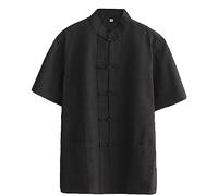 A ALFEEL Chemise traditionnelle Kung Fu à manches courtes en coton Tai Chi Vêtements