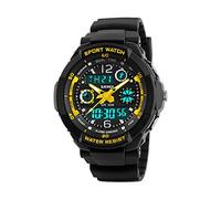 A ALPS Montre pour Enfants, Montre pour garçons pour 6-15 Ans, Montre-Bracelet analogique étanche pour Sports de Plein air Multifonction numérique avec Alarme Lumineuse LED et Date du Calendrier