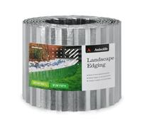 A ANLEOLIFE Rouleau de bordure de paysage en acier galvanisé, robuste et flexible en métal ondulé pour jardin, allée, parterre de fleurs (argenté, 25,4 cm x 6,1 m)