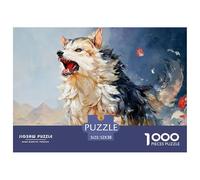 A Arge and Powerful Dog Running 1000 Pcs Carton Premium Lot de Puzzles Fierce Wild Canine Stimulant Et Éducatif Jeu Créatif Puzzles As Birthday Gifts 52x38cm/1000pcs