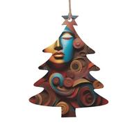 a Artistic Wonder Lot de 4 décorations de sapin de Noël en bois en forme de sapin de Noël - Décorations vintage pour décoration d'intérieur