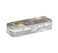 A Background Of Swirling Black and Gold Marble Pattern Designed Clear Pencil Box Double Deck Hard Pen Cases for Art Supplies With Lid