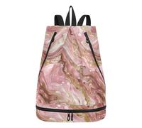 A Background Of Swirling Rose and Gold Marble Patterns Drawstring Bag Hiking Swimming Bags for Men with Wet Dry Compartments Mochilas para hombres de trabajo