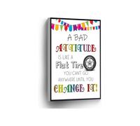 A Bad Attitude Is Like A Flat Tire You Cant Go Anywhere Until You Change It Canvas Print Motivational Quote(Unframed,08x12inch(20x30cm))