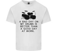 A Bad Day on My Drums Drummer Drumming Mens Cotton T-Shirt Tee Top White XL