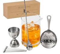 A Bar Above Ensemble de 10 mélangeurs à cocktail de qualité supérieure, kit de bar à domicile, kit à l'ancienne, avec verre à cocktail en cristal, idéal pour les martinis, Manhattans, et plus encore