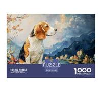 A Beagle in The Style of Oil Painting 1000 Pcs Carton Extra-épais Coffret De Puzzles Impressionist Beagle Portrait Stimulant Et Éducatif Défi Unique Puzzles pour Adultes Et Enfants 70x50cm/1000pcs