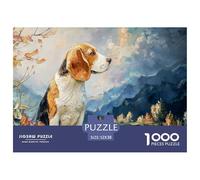 A Beagle in The Style of Oil Painting 1000 Pcs Carton Premium Lot de Puzzles Impressionist Beagle Portrait Stimulant Et Éducatif Jeu Créatif Puzzles As Birthday Gifts 52x38cm/1000pcs