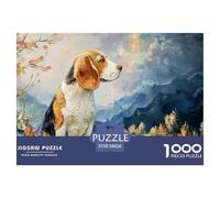 A Beagle in The Style of Oil Painting 1000 Pièces Carton Premium Coffret De Puzzles Impressionist Beagle Portrait Stimulant Et Éducatif Jeu Créatif Puzzles pour Adultes Et Enfants 38x26cm/1000pcs
