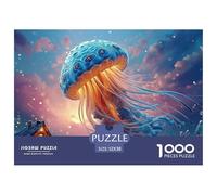A Beautiful Bioluminescent Jellyfish Floating in Ocean 1000 Pièces Puzzle En Papier Écologique Coffret De Puzzles Glowing Jellyfish Extrêmement Difficile Jouet D'anniversaire Puzzles Pour La Décoratio