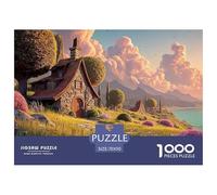 A Beautiful House by The Lake_ 1000 Pièces Papier Premium Puzzle Cherry Blossom Cloud Manor Stimulant Jigsaw Jouet Éducatif pour Adultes 70x50cm/1000pcs
