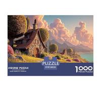 A Beautiful House by The Lake_ 1000 Pièces Puzzles Cherry Blossom Cloud Manor Défiant Et Éducatif Puzzle pour Adultes Jeu De Défi Difficile 38x26cm/1000pcs