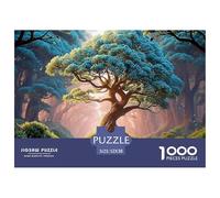 A Beautiful Painting of Trees with Glowing Leavef 1000 Pièces Carton Extra-épais Puzzle De Qualité Supérieure Towering Ancient Tree Extrêmement Difficile Jouet D'anniversaire Puzzles Cadeaux Pour La F