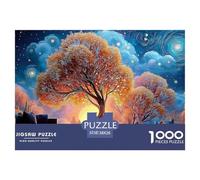 A Beautiful Painting of Trees with Glowing Leavef 1000 Pièces Puzzle En Papier Écologique Puzzle Towering Ancient Tree Extrêmement Difficile Défi Unique Puzzles Pour La Décoration Intérieure 38x26cm/1