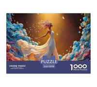 A Beautiful Woman in an Elegant White Dresss 1000 Pièces Puzzle en Papier Écologique Puzzle Radiant Beautiful Lady Extrêmement Difficile Défi Unique Puzzles pour Adultes Et Enfants 52x38cm/1000pcs