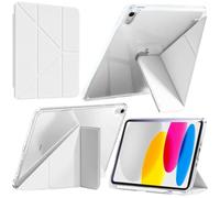 A-BEAUTY Coque Compatible avec iPad (A16) 11ème/10ème Génération (2025/2022), Étui Transparent avec Porte-Stylo & Support Adaptateur, 6 en 1 Multi-Angles en Forme de Y, Blanc