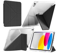 A-BEAUTY Coque Compatible avec iPad (A16) 11ème/10ème Génération (2025/2022), Étui Transparent avec Porte-Stylo & Support Adaptateur, 6 en 1 Multi-Angles en Forme de Y, Noir