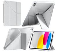 A-BEAUTY Coque Compatible avec iPad (A16) 11ème/10ème Génération (2025/2022), Étui Transparent avec Porte-Stylo & Support Adaptateur, 6 en 1 Multi-Angles en Forme de Y, Gris Clair
