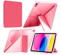 A-BEAUTY Coque Compatible avec iPad (A16) 11ème/10ème Génération (2025/2022), Étui Transparent avec Porte-Stylo & Support Adaptateur, 6 en 1 Multi-Angles en Forme de Y, Pastèque Rouge