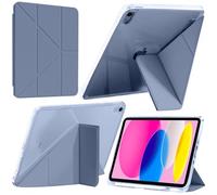 A-BEAUTY Coque Compatible avec iPad (A16) 11ème/10ème Génération (2025/2022), Étui Transparent avec Porte-Stylo & Support Adaptateur, 6 en 1 Multi-Angles en Forme de Y, Lavande