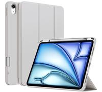 A-BEAUTY Coque Compatible avec iPad Air 11 Pouces M3/M2 (2025/2024), iPad Air 5/4 10.9 Pouces (2022/2020) Etui Antichoc avec Porte Pencil, Veille/Réveil Auto, Soporte Triple, Argent