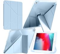 A-BEAUTY Coque Compatible avec iPad Mini 5/4 (7,9 Pouces 2019/2015) avec Porte-Stylet, Étui Housse Transparente Antichute, Support Forme de Y 6 en 1, Réveil/Sommeil Auto, Bleu Ciel