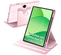 A-BEAUTY Coque Compatible avec Oppo Pad SE 11 Pouces 2025 avec Porte Pencil, Étui Housse Protection Dos Transparent Antichoc, Rotation à 360° Support, Rose