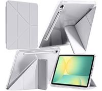 A-BEAUTY Coque Compatible avec Samsung Galaxy Tab S10 Lite / S10 FE 2025 / S9 FE 10.9-Pouces / S9 11" 2023, Étui Housse Transparente Antichute, Support Forme de Y 6 en 1, Argent