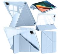 A-BEAUTY Coque Compatible avec Xiaomi Pad 5/5 Pro 11 Pouces 2021 avec Porte Pencil, Coque Transparente Antichoc, Support Forme de Y 6 en 1, Veille/Réveil Auto, Bleu Ciel