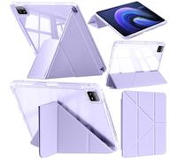 A-BEAUTY Coque Compatible avec Xiaomi Pad 6/6 Pro 11 Pouces 2023 avec Porte Pencil, Coque Transparente Antichoc, Support Forme de Y 6 en 1, Veille/Réveil Auto, Lilas