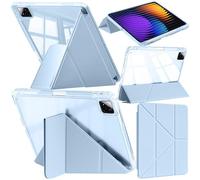 A-BEAUTY Coque Compatible avec Xiaomi Pad 7/7 Pro 11.2 Pouces 2024 avec Porte Pencil, Coque Transparente Antichoc, Support Forme de Y 6 en 1, Veille/Réveil Auto, Bleu Ciel