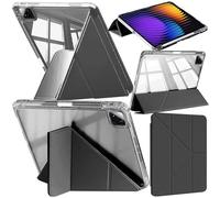 A-BEAUTY Coque Compatible avec Xiaomi Pad 7/7 Pro 11.2 Pouces 2024 avec Porte Pencil, Coque Transparente Antichoc, Support Forme de Y 6 en 1, Veille/Réveil Auto, Noir