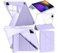 A-BEAUTY Coque Compatible avec Xiaomi Pad 7/7 Pro 11.2 Pouces 2024 avec Porte Pencil, Coque Transparente Antichoc, Support Forme de Y 6 en 1, Veille/Réveil Auto, Lilas