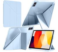 A-BEAUTY Coque Compatible avec Xiaomi Redmi Pad SE 11 Pouces 2023 avec Porte Pencil, Coque Transparente Antichoc, Support Forme de Y 6 en 1, Veille/Réveil Auto, Bleu Ciel