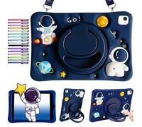 A-BEAUTY Coque pour iPad 9,7 Pouces iPad 6ème/5ème/iPad Air 1/2, Astronaute | Jolie Coque avec Poignée Rotative à 360°, Bandoulière