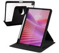 A-BEAUTY Coque Rotative Compatible avec Lenovo Tab 10.1 Pouces 2025 TB311FU/TB311XU avec Porte-Stylo, Étui Housse Rotation à 360 Degrés Support, Dos Transparent, Noir
