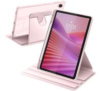 A-BEAUTY Coque Rotative Compatible avec Lenovo Tab 10.1 Pouces 2025 TB311FU/TB311XU avec Porte-Stylo, Étui Housse Rotation à 360 Degrés Support, Dos Transparent, Rose